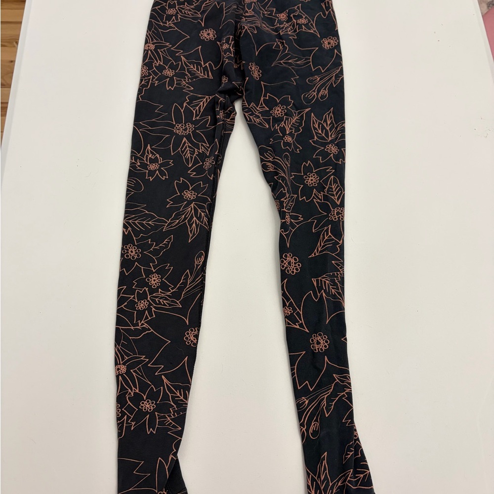 Nike‎ Womens Black & Orange Floral Workout Pants Size XS